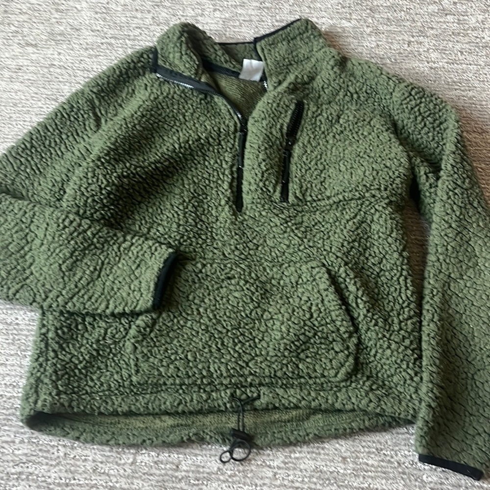 Army green quarter zip sweater